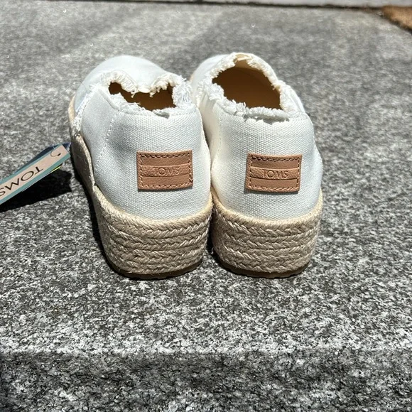 NWT! Toms Valencia Platform Espadrille Chunky Heel Jute Canvas Slip On Shoes - Picture 7 of 8